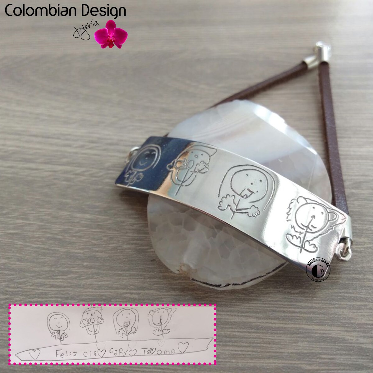 Pulsera de Plata Joyas personalizadas en Bogota Colombia Dibujos de los Niños Fotos Joyeria