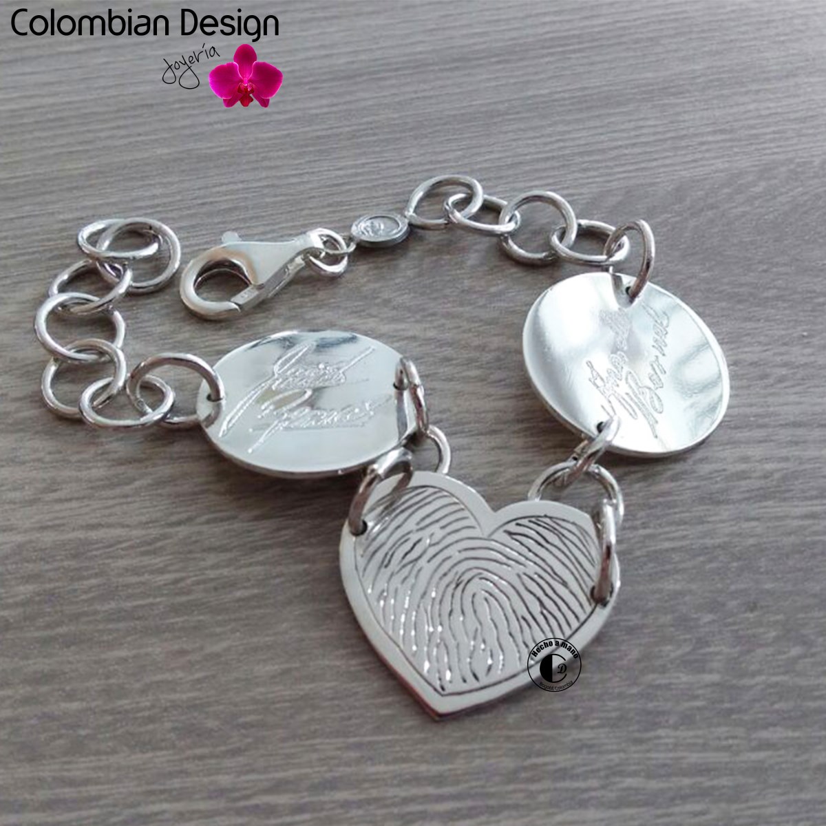 Pulsera de Plata Joyas personalizadas en Bogota Colombia Dibujos de los Niños Fotos Joyeria