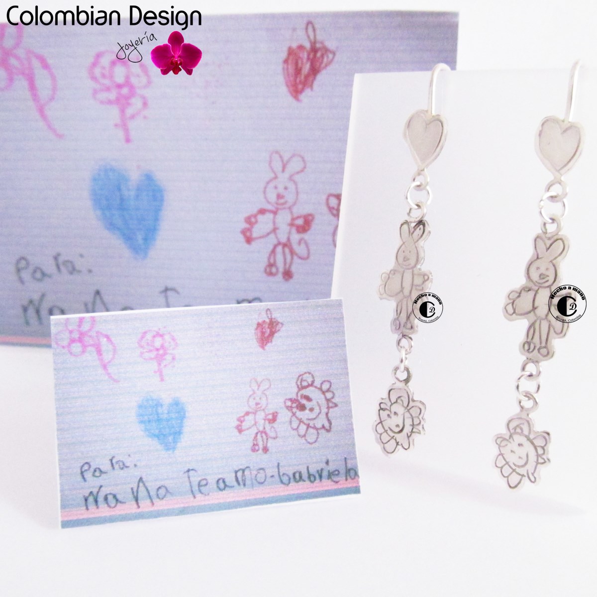 Aretes personalizados plata Dibujos Fotografías Joyerias en Bogota Colombia